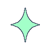 a stylized green diamond